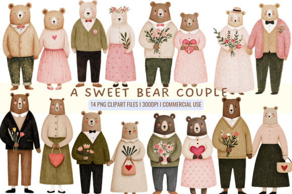A Sweet Bear Couple Clipart: Graphics & Illustrations Review