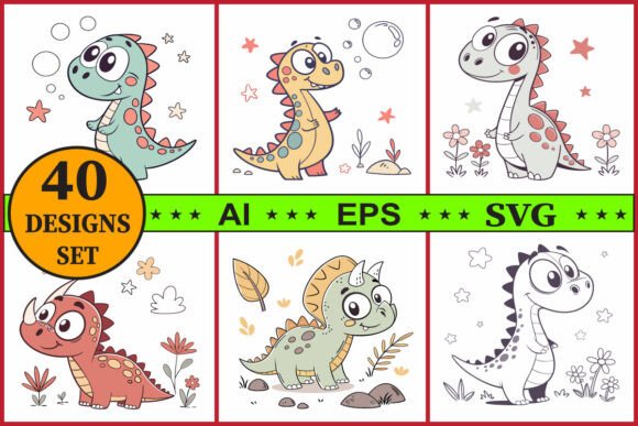 Cartoon Dinosaur Vector Clipart Set Review