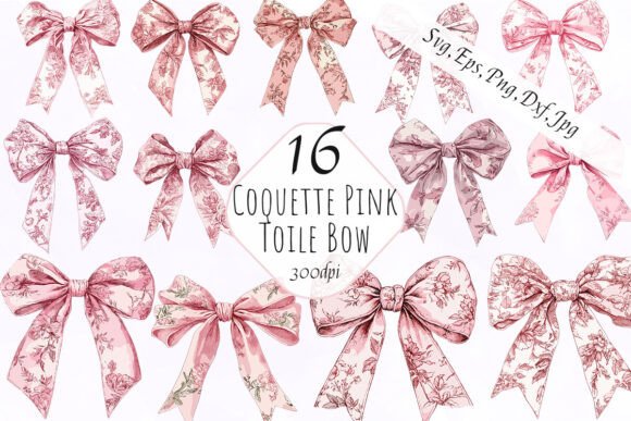 Coquette Bow Pink Toile De Jouy Clipart Review