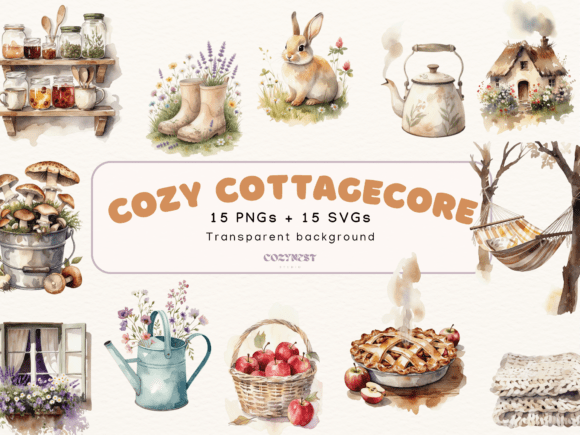 Cozy Cottagecore Graphics: Clipart Illustrations Review