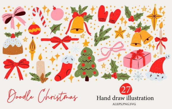 Doodle Christmas Clipart Set: Graphics & Illustrations Review