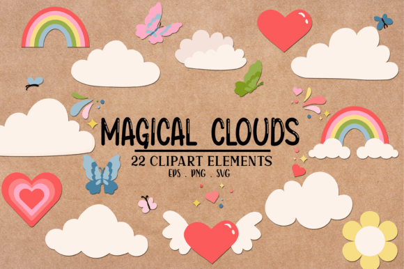 Magical Clouds Clipart Svg Rainbows Graphics Review