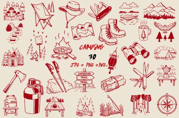 Outdoor Adventure Camping Hiking SVG PNG Graphics Review