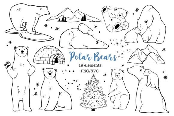Polar Arctic Bear Graphics: Cute Illustrations for Crafts