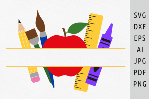 School Supplies SVG Apple Monogram Graphics & Illustrations