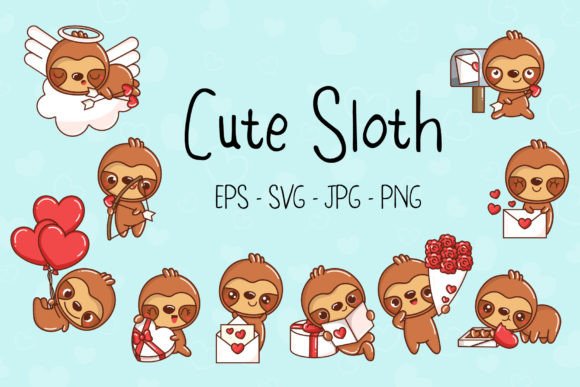 Sloth, Set Animals in Love: Graphics & Illustrations Review