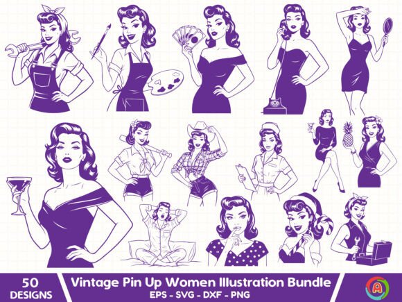 Vintage Pin Up Women Illustration Bundle Review