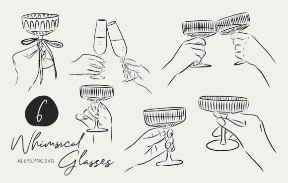 Whimsical Glasses: Line Art for Embroidery